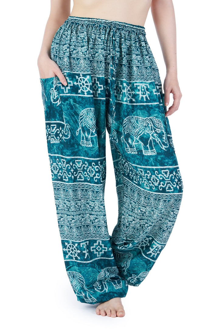 Big Elephant Harem Pants with Drawstring - Lannaclothesdesign Shop