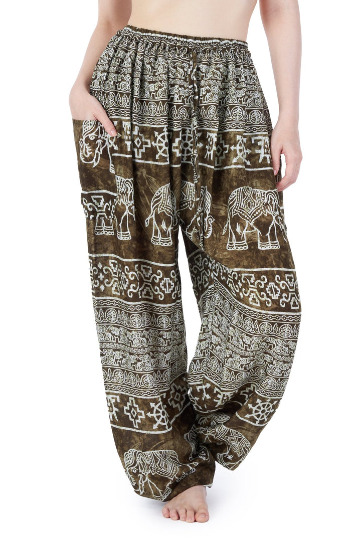 Big Elephant Harem Pants with Drawstring - Lannaclothesdesign Shop
