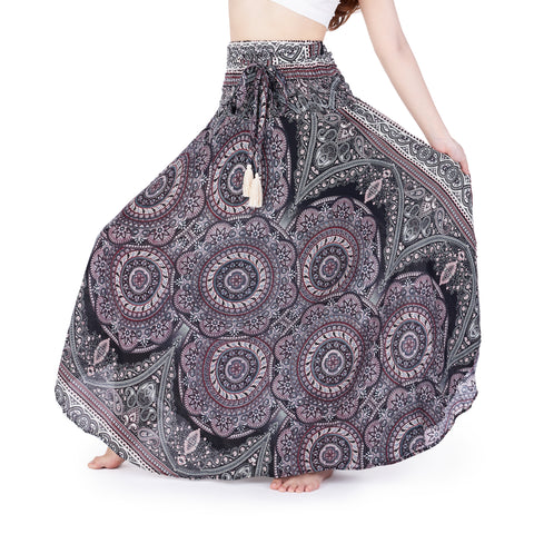 Mono Mandala Long Boho Skirts