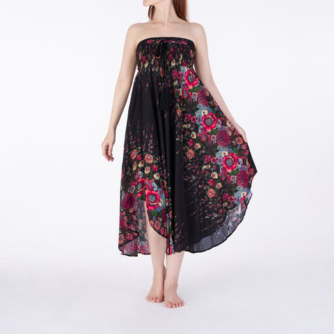 BLACK FLOWER LONG MAXI SKIRT