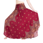 BURGUNDY FLOWY BOHO SKIRT