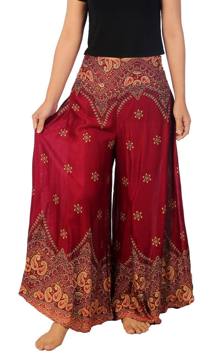 Womens Peacock Flower Palazzo Pants - Lannaclothesdesign Shop