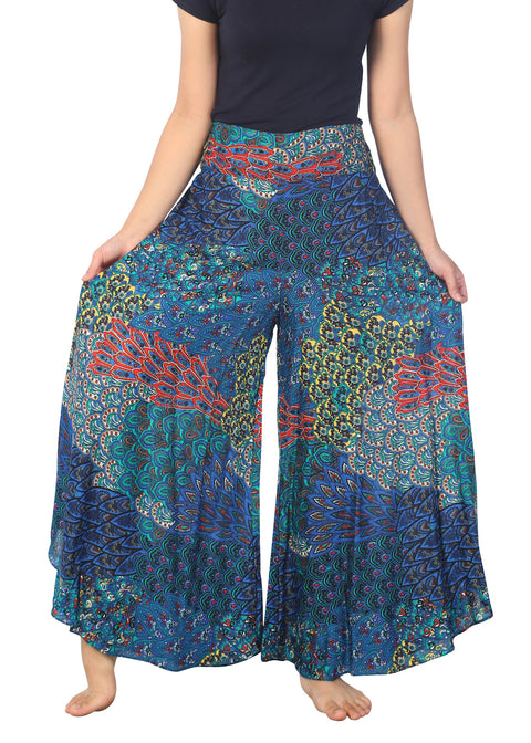 Womens Colorful Peacock Palazzo Pants