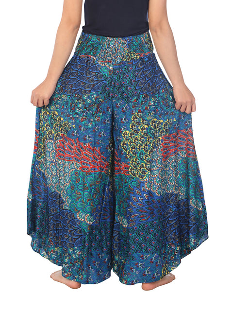 Womens Colorful Peacock Palazzo Pants