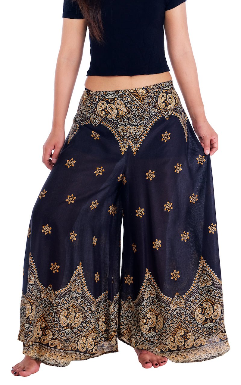 Womens Peacock Flower Palazzo Pants - Lannaclothesdesign Shop