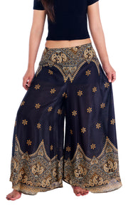 Womens Peacock Flower Palazzo Pants