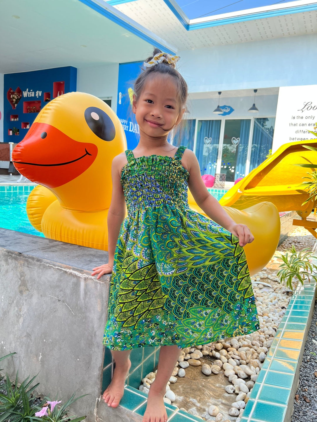 Colorful Peacock Kids Summer Dress - Lannaclothesdesign Shop