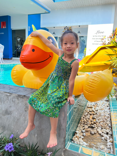 Colorful Peacock Kids Summer Dress