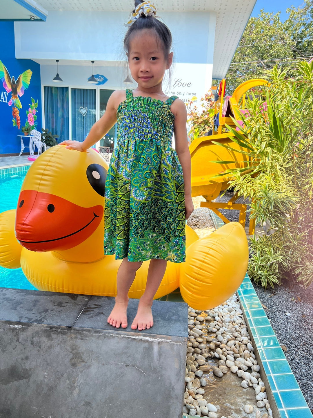 Colorful Peacock Kids Summer Dress - Lannaclothesdesign Shop