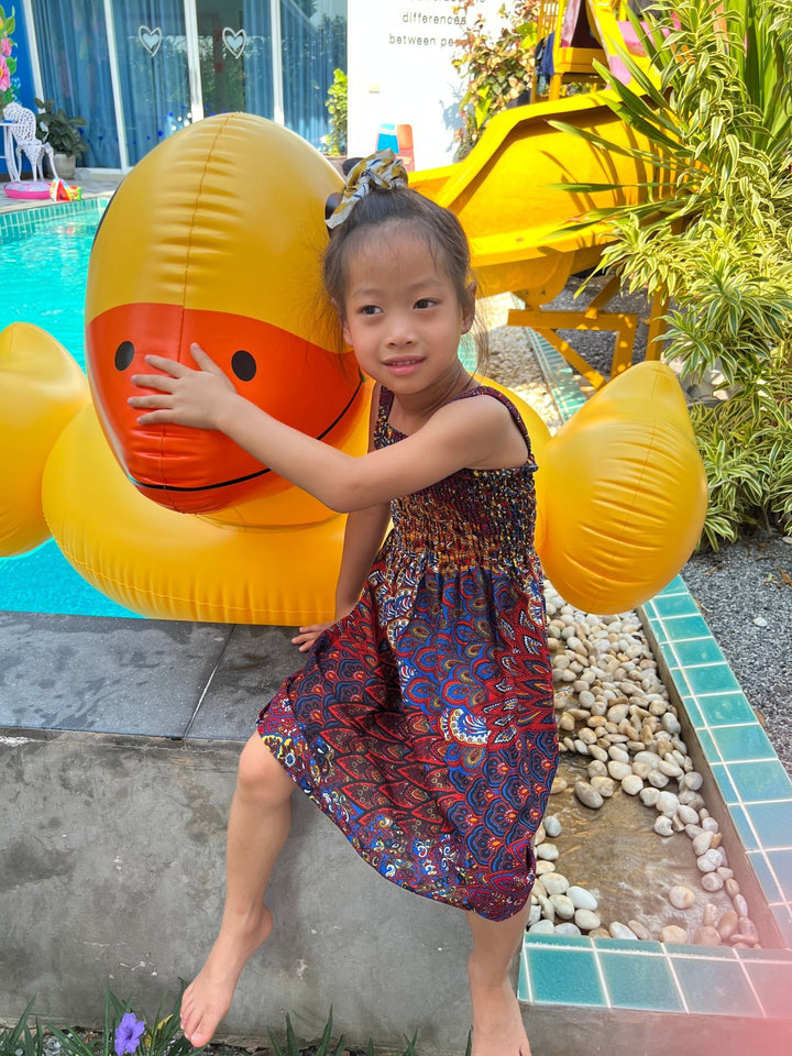 Colorful Peacock Kids Summer Dress - Lannaclothesdesign Shop