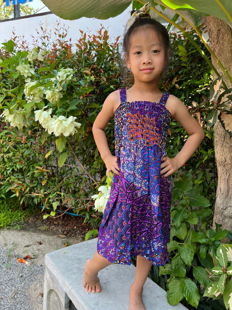 Colorful Peacock Kids Summer Dress