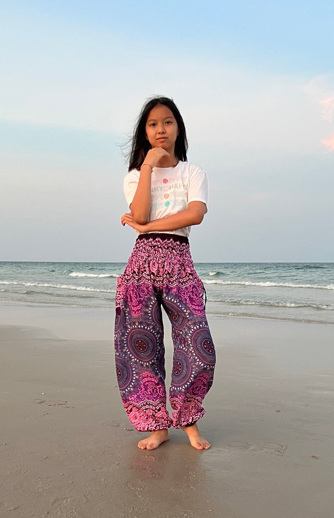 Rose Circle Kids Boho Harem Pants - Lannaclothesdesign Shop