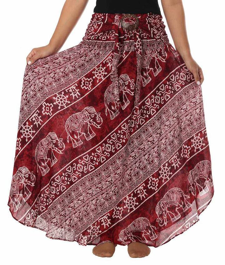 BURGUNDY GYPSY ELEPHANT SKIRT - Lannaclothesdesign Shop