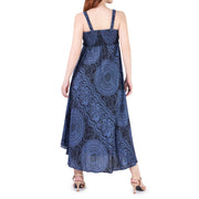 Long Summer Dress with Crochet Top - Dark Blue