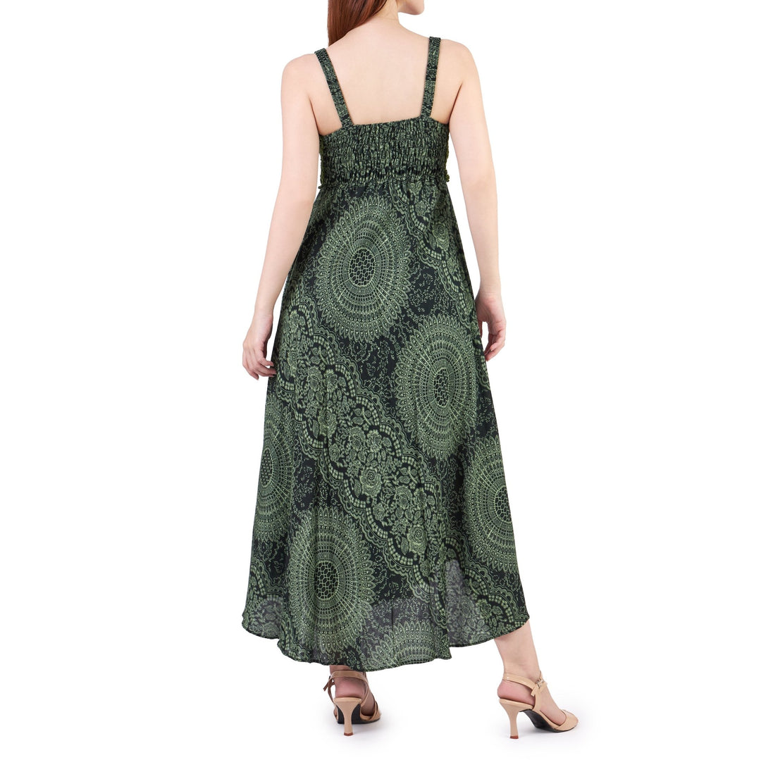 Long Summer Dress with Crochet Top - Green - Lannaclothesdesign Shop