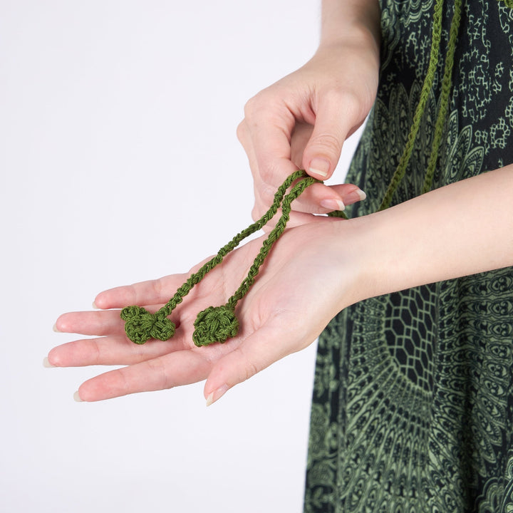 Long Summer Dress with Crochet Top - Green - Lannaclothesdesign Shop