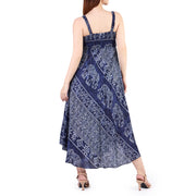 Long Summer Elephant Dress with Crochet Top - Dark Blue