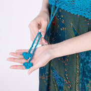 Long Summer Flower Eye Dress with Crochet Top - Teal