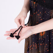 Long Summer Flower Eye Dress with Crochet Top - Black