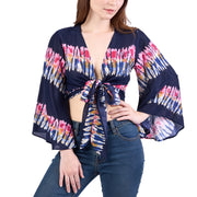 Long Sleeve Boho Top - Casual Shirt - Dark Blue