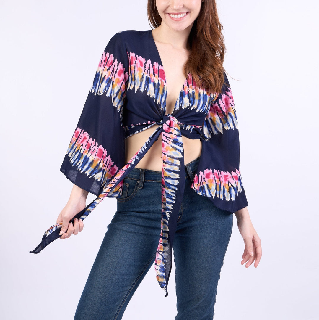 Long Sleeve Boho Top - Casual Shirt - Dark Blue - Lannaclothesdesign Shop