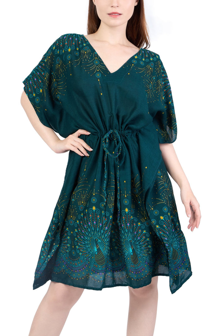 Rayon Boho Tops Dress Kimono - Green Firework - Lannaclothesdesign Shop