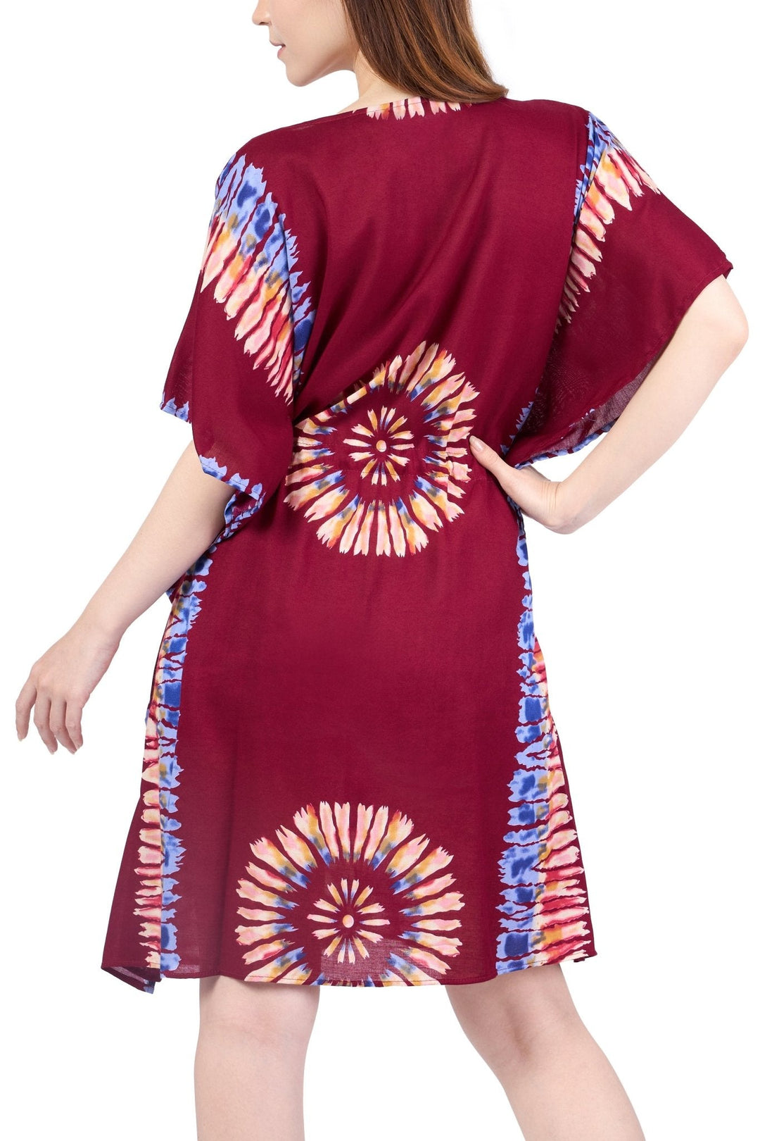 Rayon Boho Tops for Women One Size - Kimono - Burgundy - Lannaclothesdesign Shop