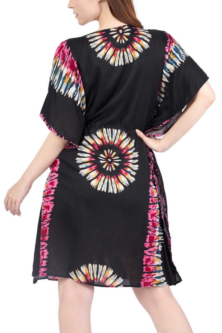 Rayon Boho Tops for Women One Size - Kimono - Black - Lannaclothesdesign Shop