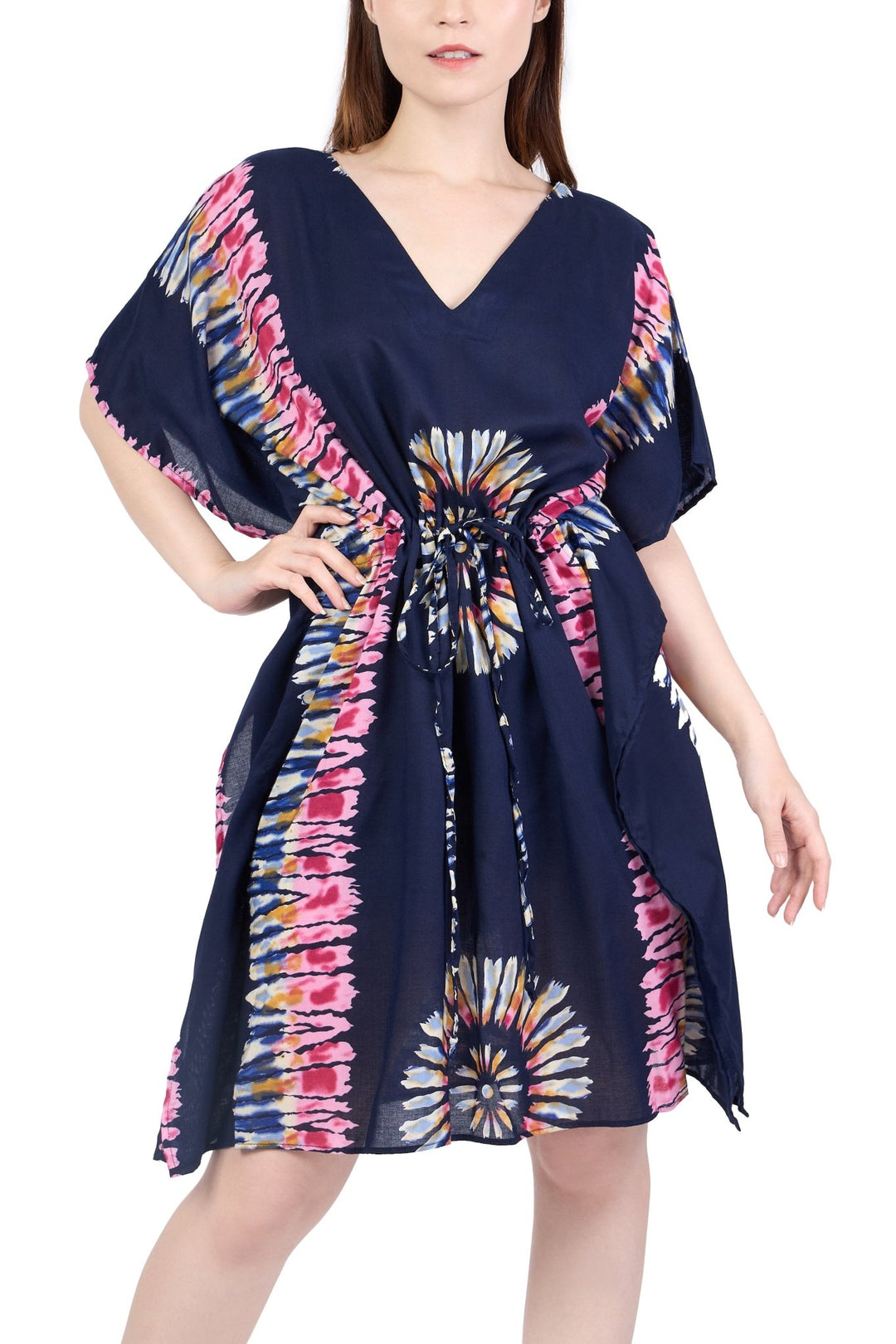 Rayon Boho Tops for Women One Size - Kimono - Dark Blue - Lannaclothesdesign Shop