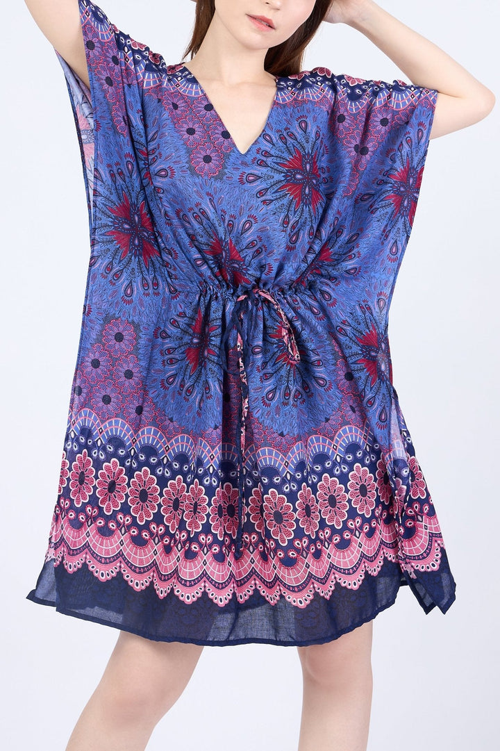 Rayon Boho Tops for Women One Size - Kimono - Dark Blue - Lannaclothesdesign Shop