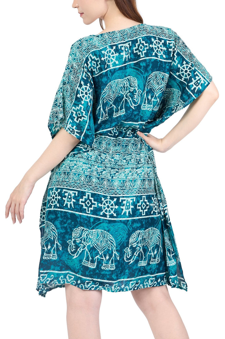 Rayon Boho Tops for Women One Size - Kimono - Teal - Lannaclothesdesign Shop