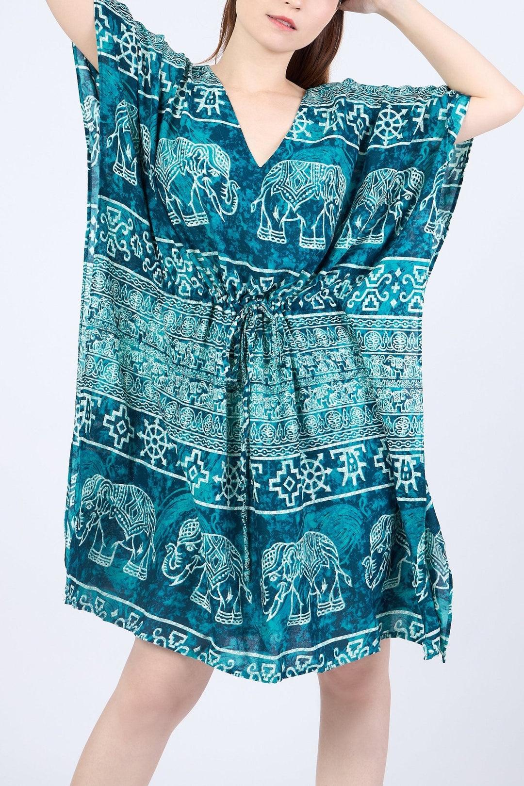 Rayon Boho Tops for Women One Size - Kimono - Teal - Lannaclothesdesign Shop