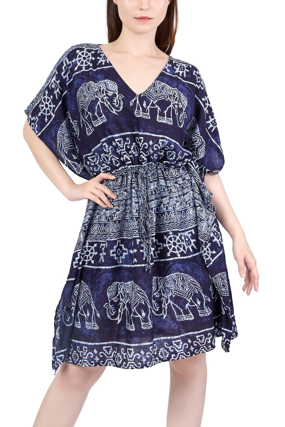 Rayon Boho Tops for Women One Size - Kimono - Dark Blue - Lannaclothesdesign Shop