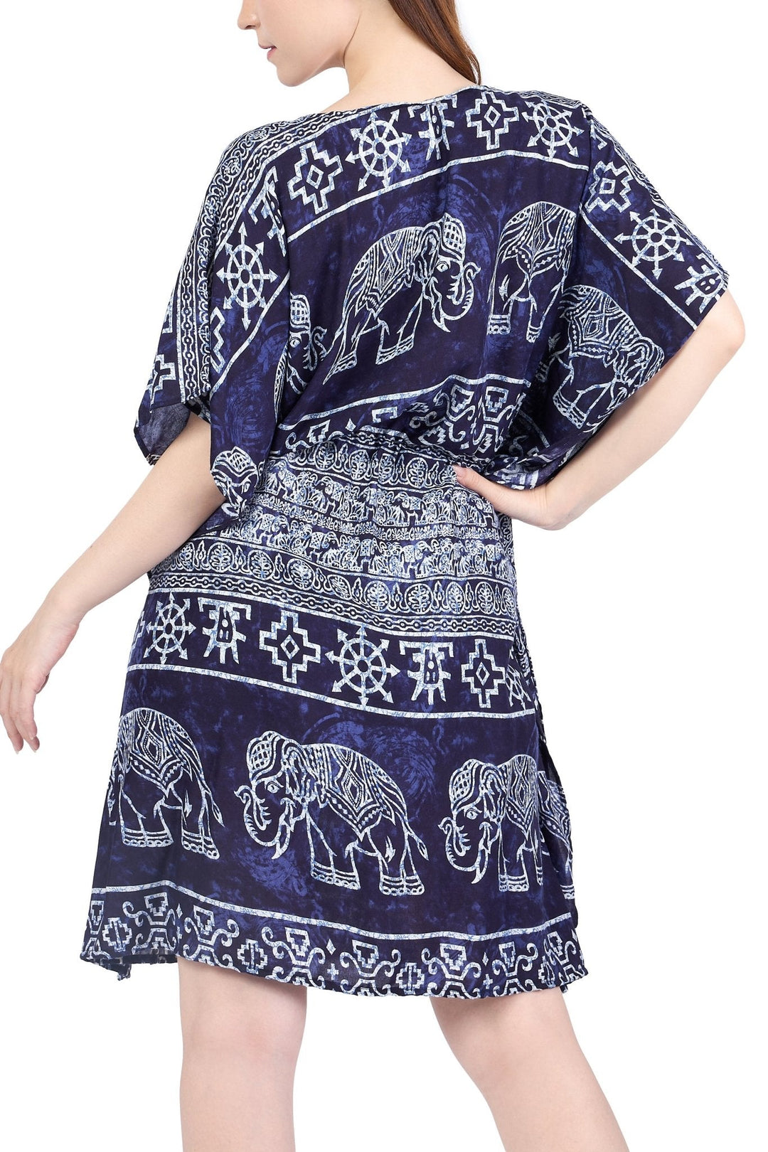 Rayon Boho Tops for Women One Size - Kimono - Dark Blue - Lannaclothesdesign Shop