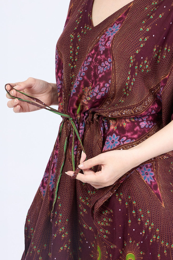 Rayon Boho Tops for Women One Size - Kimono - Burgundy - Lannaclothesdesign Shop