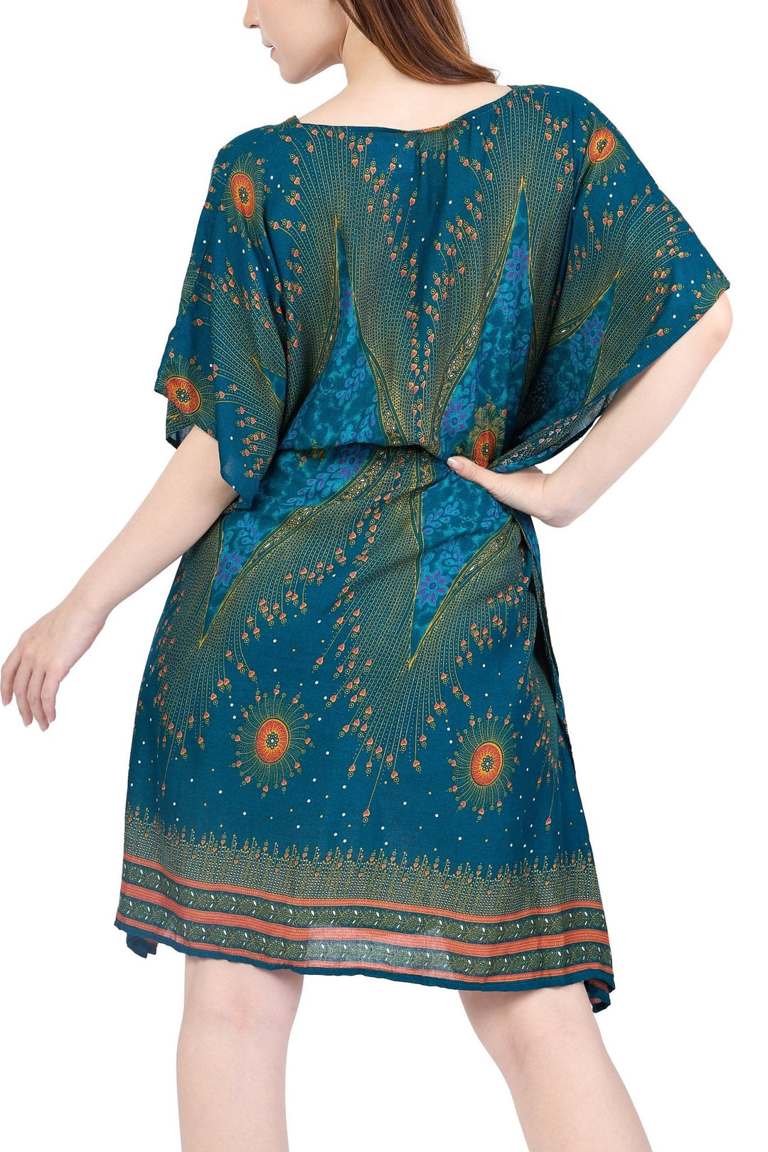 Rayon Boho Tops for Women One Size - Kimono - Teal - Lannaclothesdesign Shop