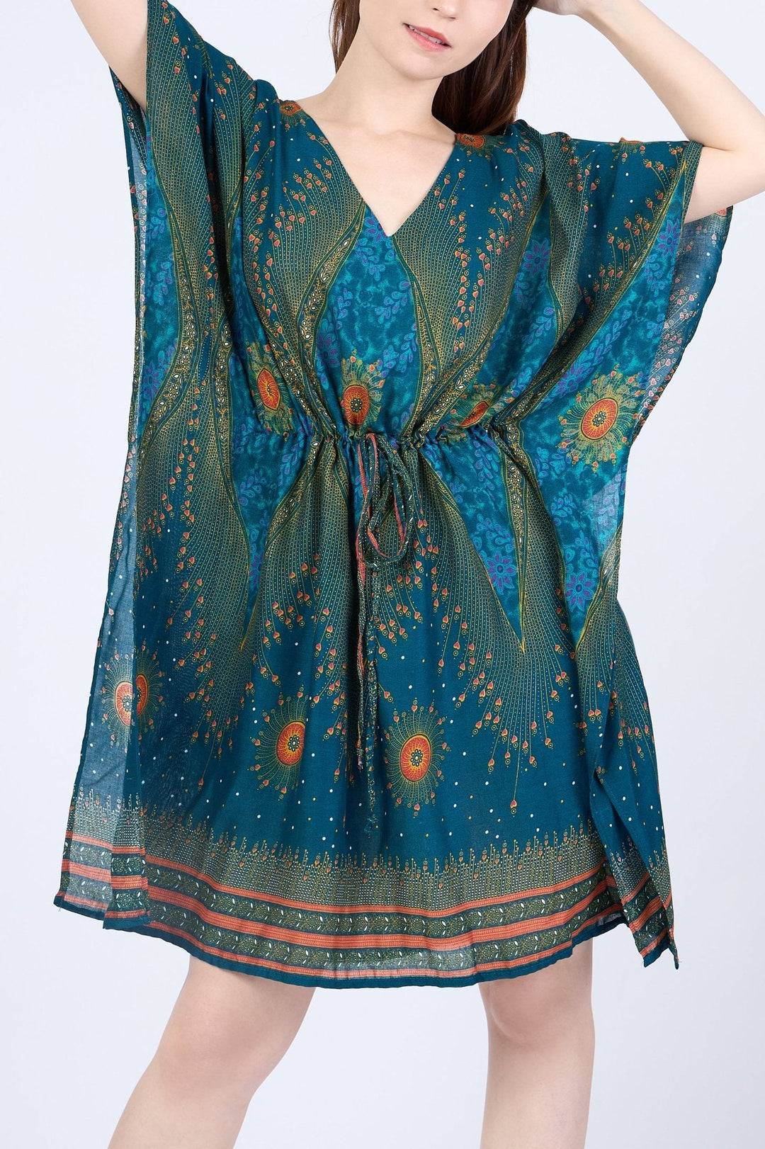 Rayon Boho Tops for Women One Size - Kimono - Teal - Lannaclothesdesign Shop