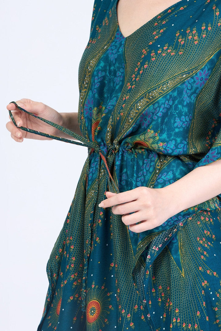 Rayon Boho Tops for Women One Size - Kimono - Teal - Lannaclothesdesign Shop