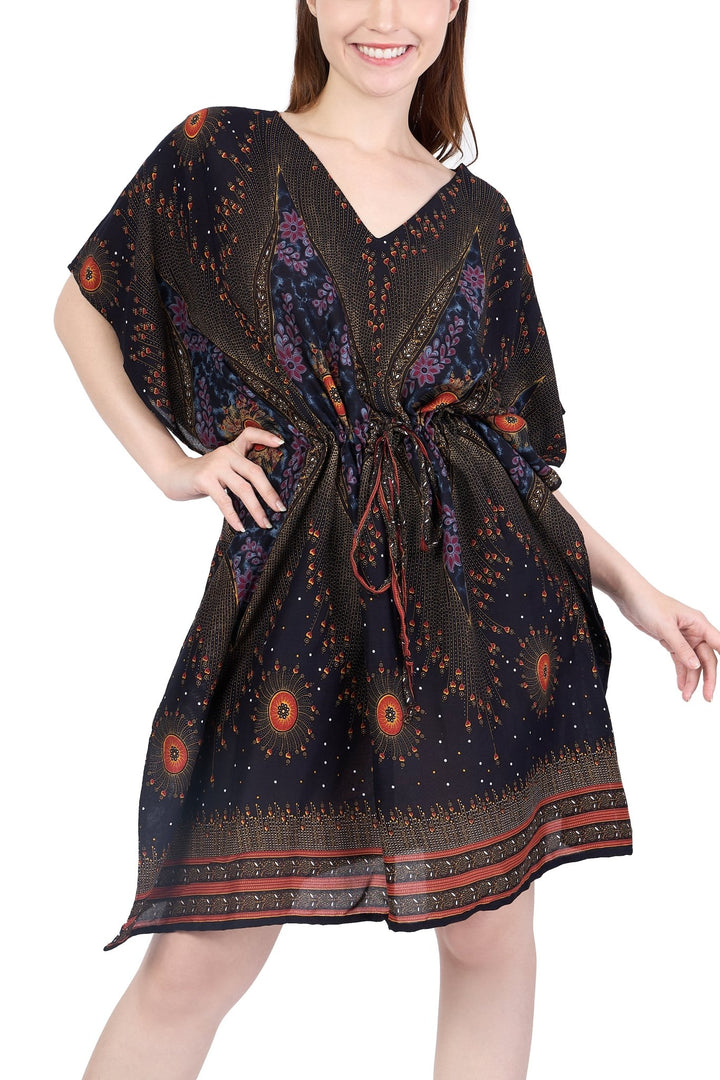 Rayon Boho Tops for Women One Size - Kimono - Black - Lannaclothesdesign Shop