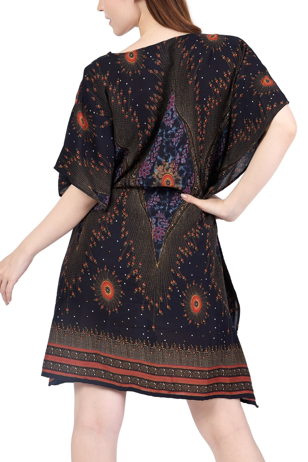 Rayon Boho Tops for Women One Size - Kimono - Black - Lannaclothesdesign Shop