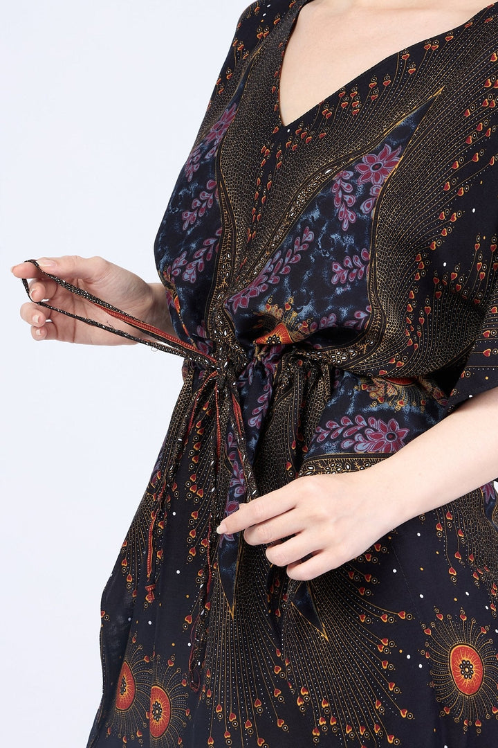 Rayon Boho Tops for Women One Size - Kimono - Black - Lannaclothesdesign Shop