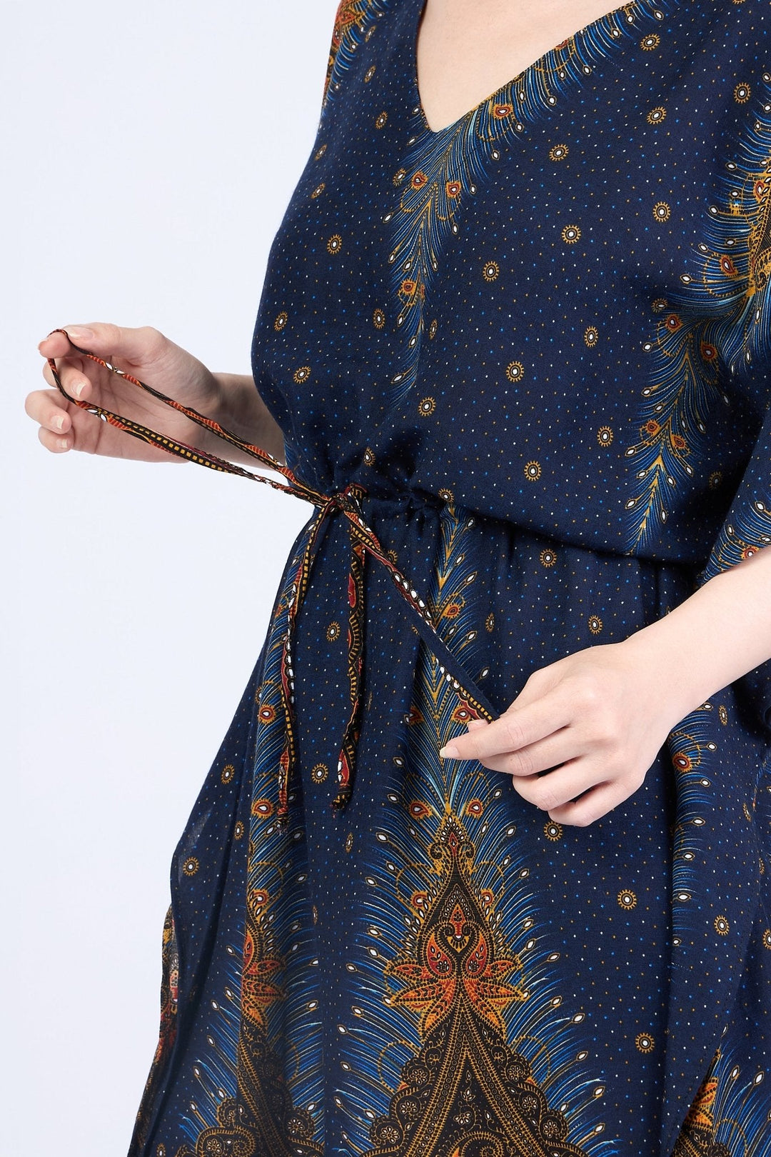 Rayon Boho Tops for Women One Size - Kimono - Dark Blue - Lannaclothesdesign Shop