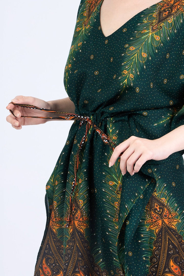 Rayon Boho Tops for Women One Size - Kimono - Green - Lannaclothesdesign Shop