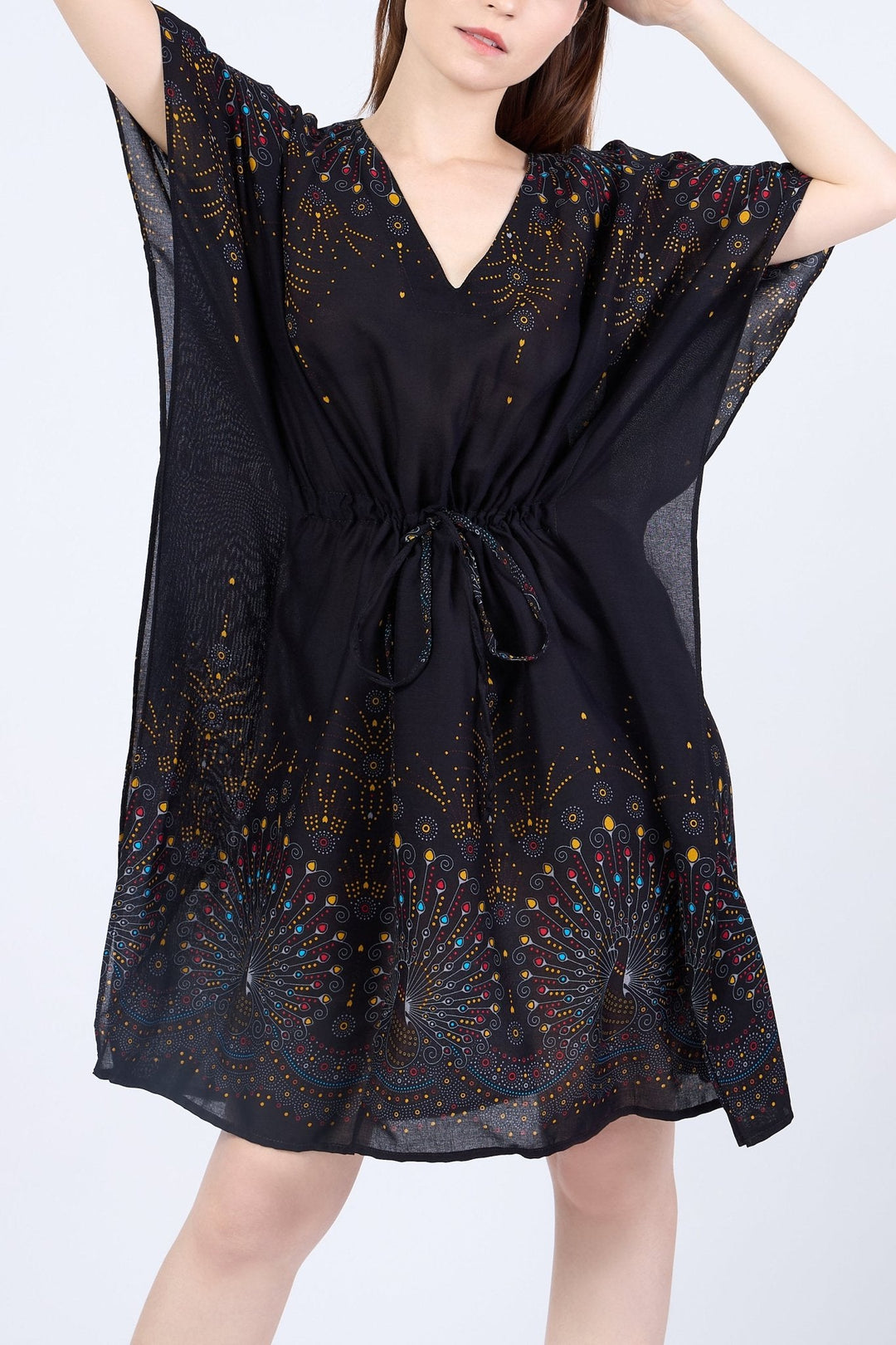 Rayon Boho Tops for Women One Size - Kimono - Black - Lannaclothesdesign Shop