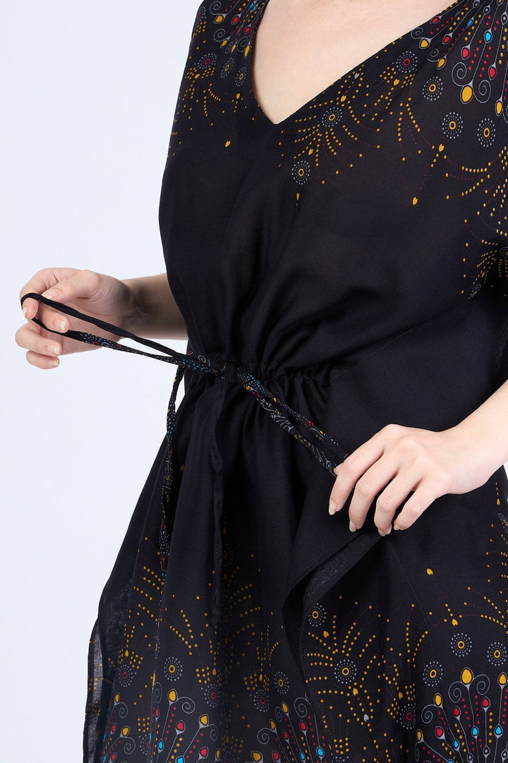 Rayon Boho Tops for Women One Size - Kimono - Black - Lannaclothesdesign Shop