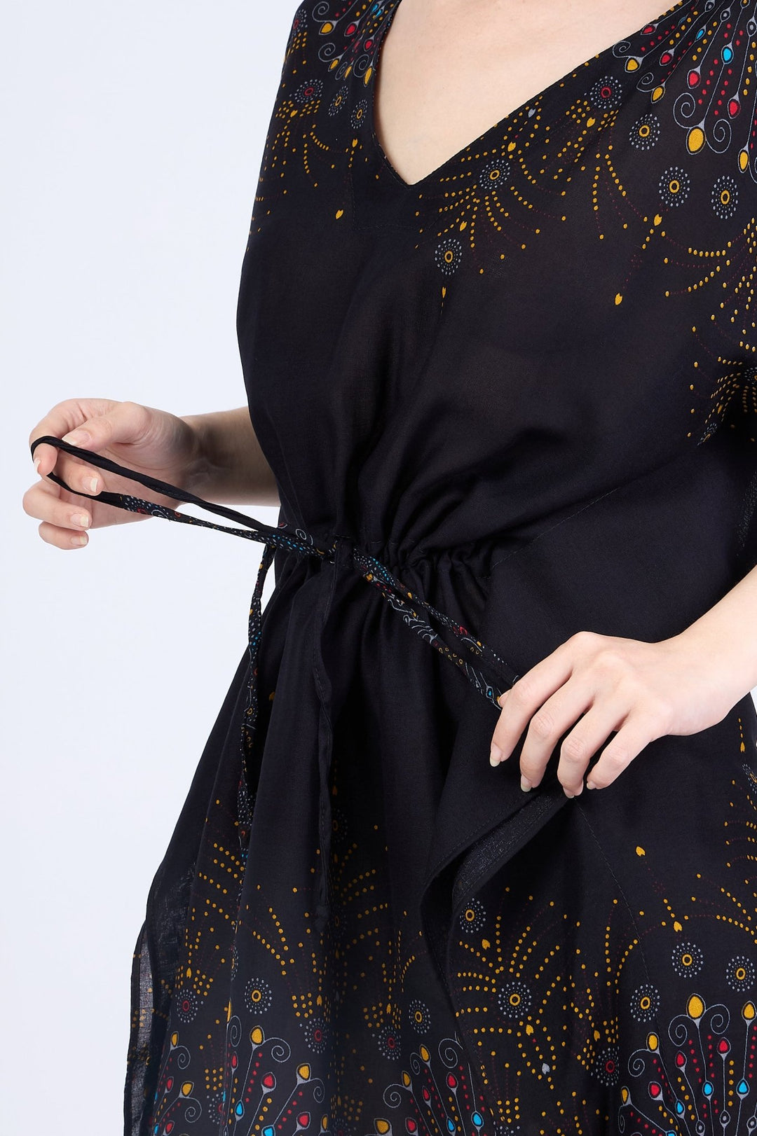 Rayon Boho Tops Dress Kimono - Black Firework - Lannaclothesdesign Shop