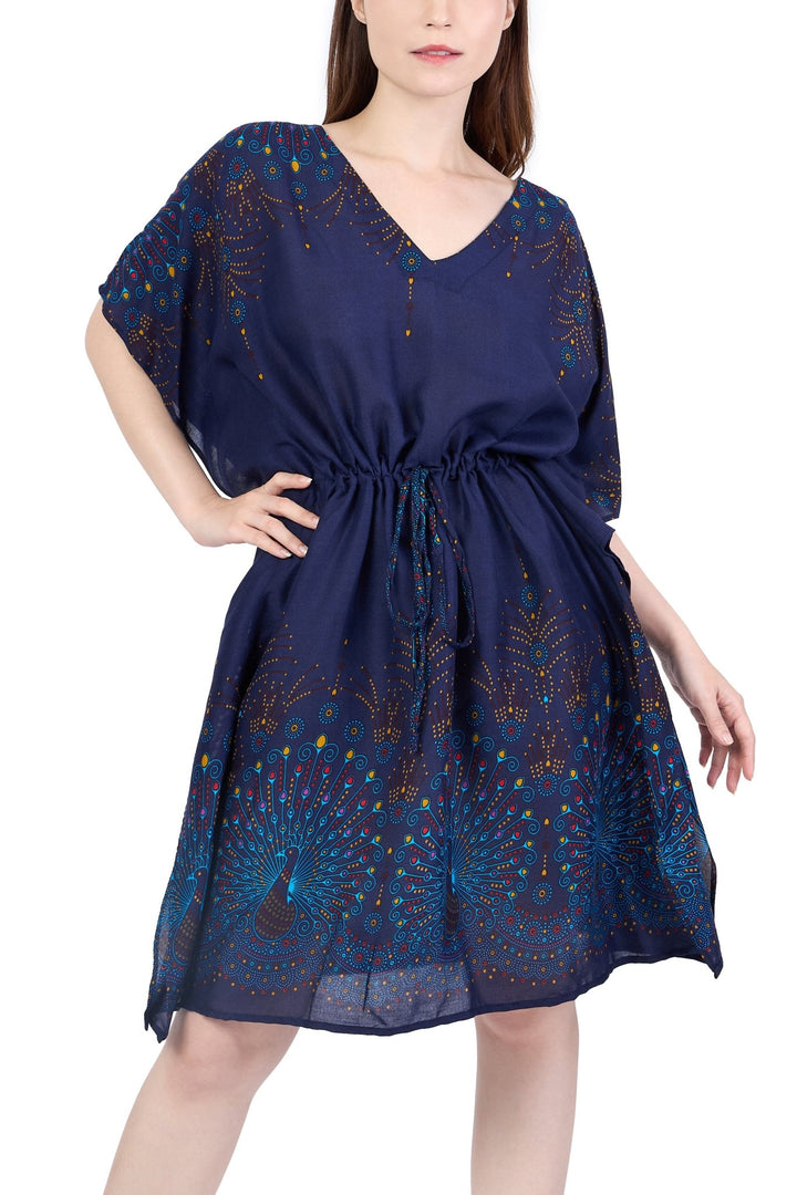 Rayon Boho Tops for Women One Size - Kimono - Dark Blue - Lannaclothesdesign Shop