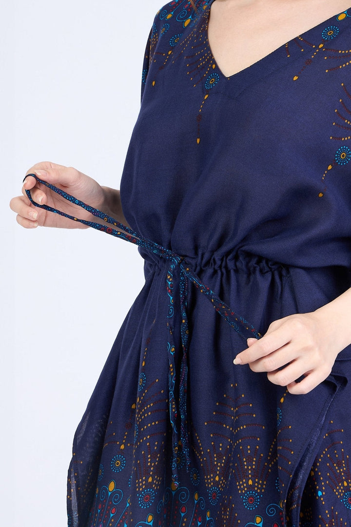 Rayon Boho Tops for Women One Size - Kimono - Dark Blue - Lannaclothesdesign Shop