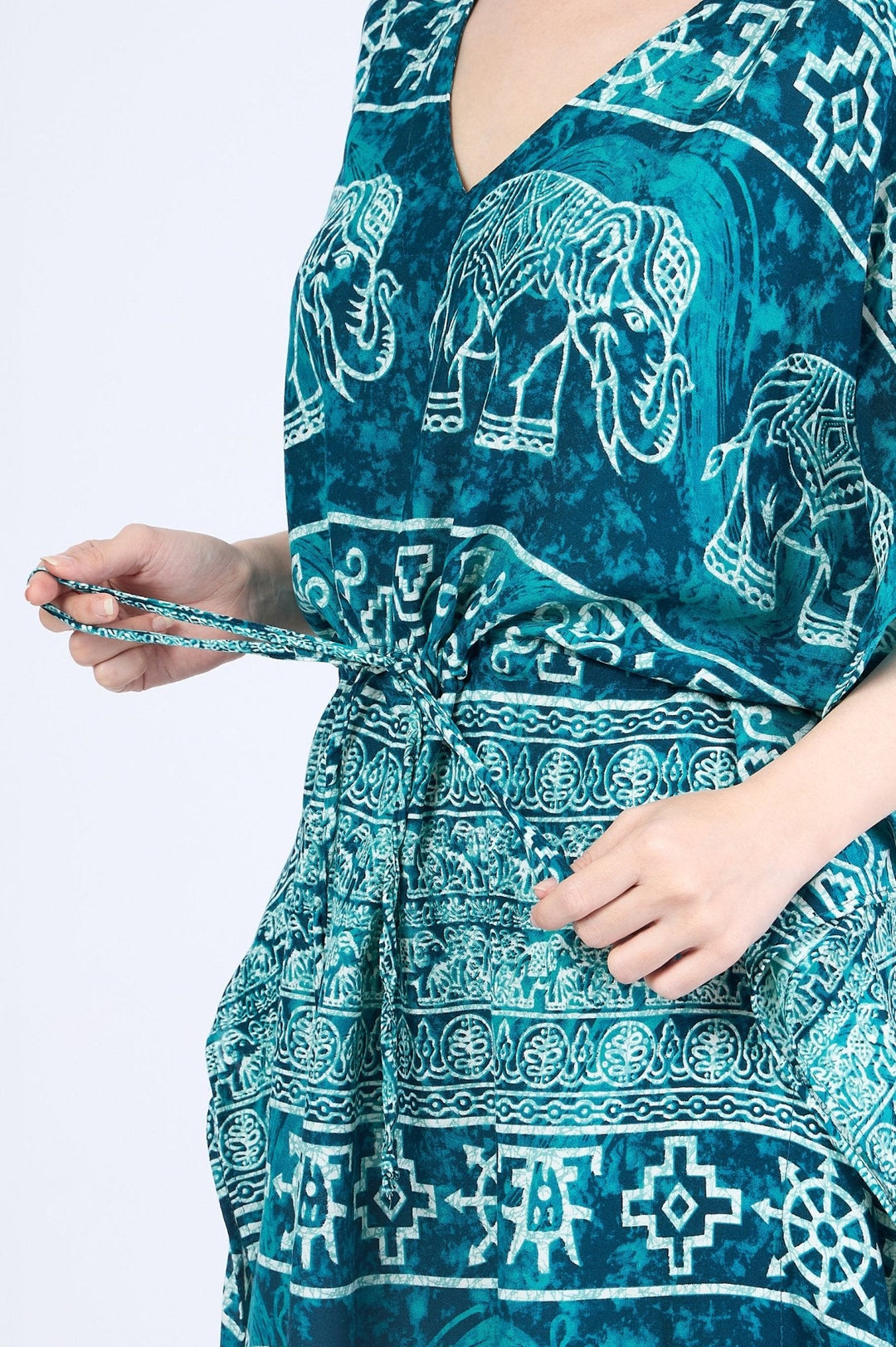Rayon Boho Tops for Women One Size - Kimono - Teal - Lannaclothesdesign Shop