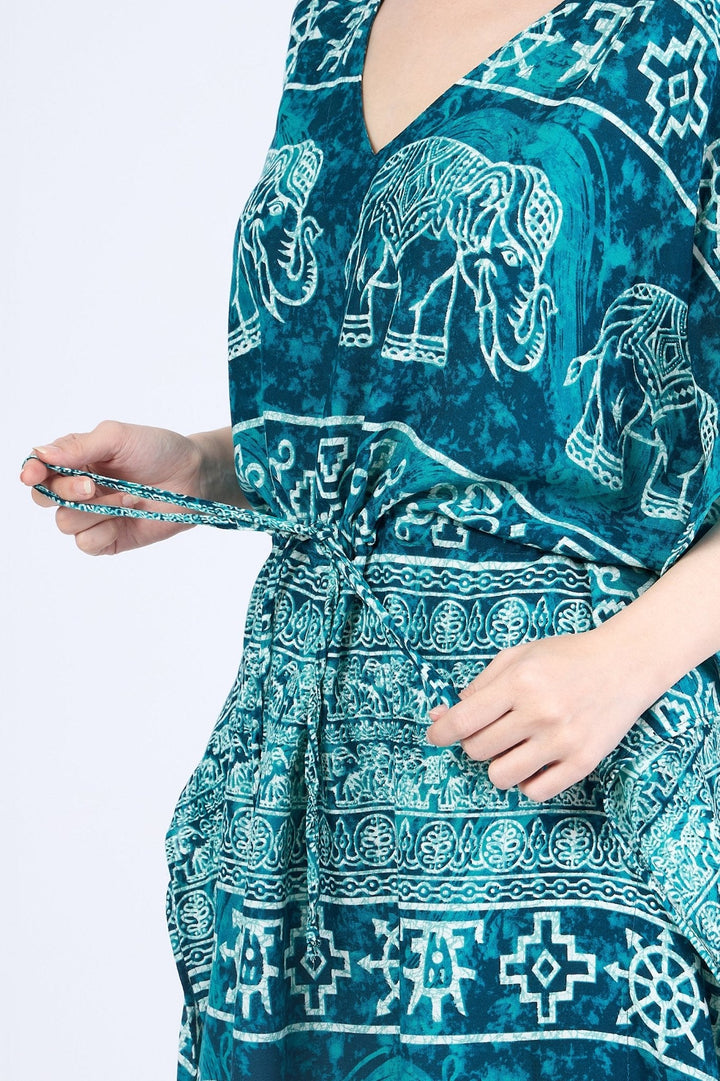 Rayon Boho Tops for Women One Size - Kimono - Teal - Lannaclothesdesign Shop